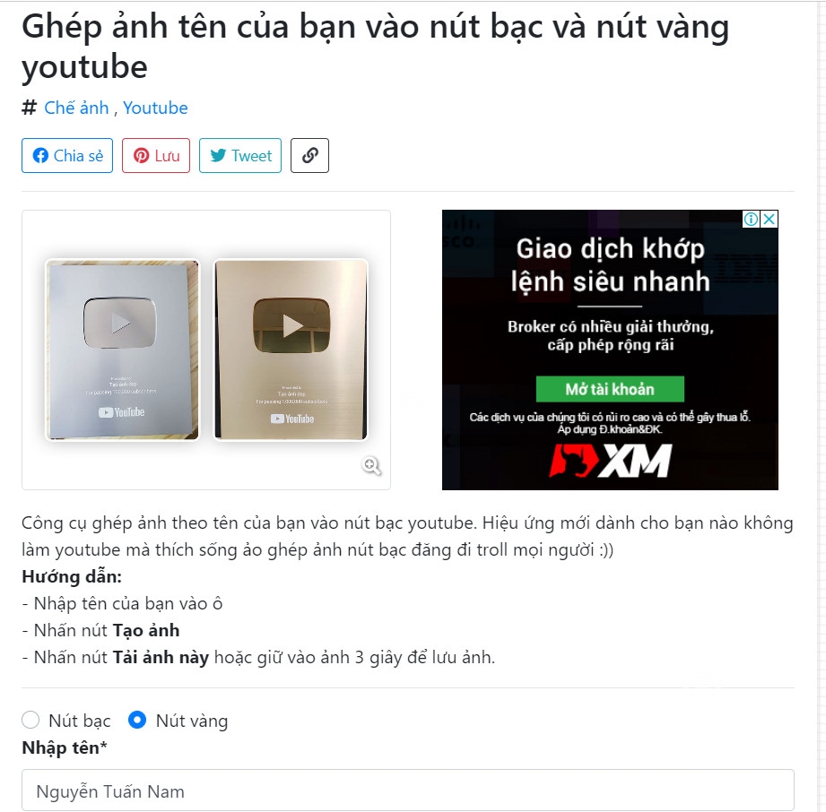 cách lấy nút bạc youtube